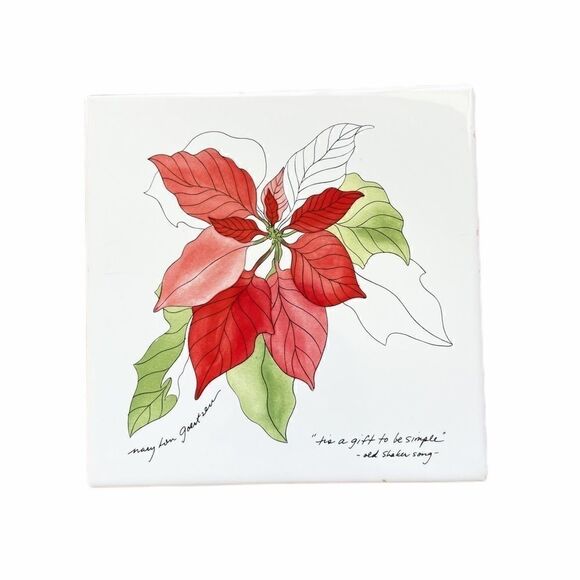 Handpainted Square Shaker Poinsettia Trivet - Picture 1 of 8